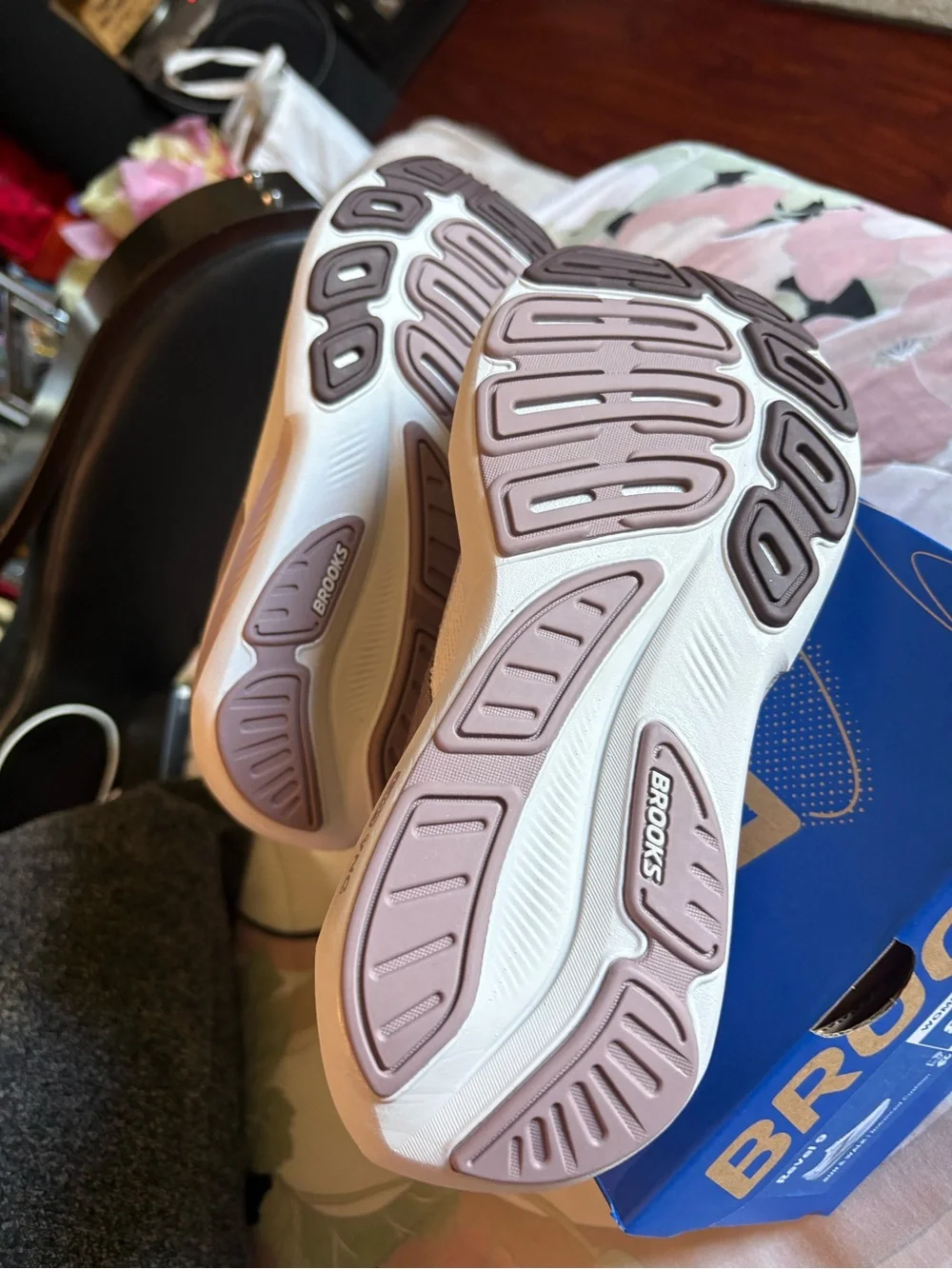 Brooks Women's Running Shoes in Beige with Taupe Accents